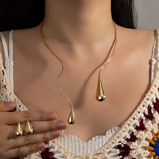 Exaggerated Personalized Minority Water Drop-shaped Irregular Rings