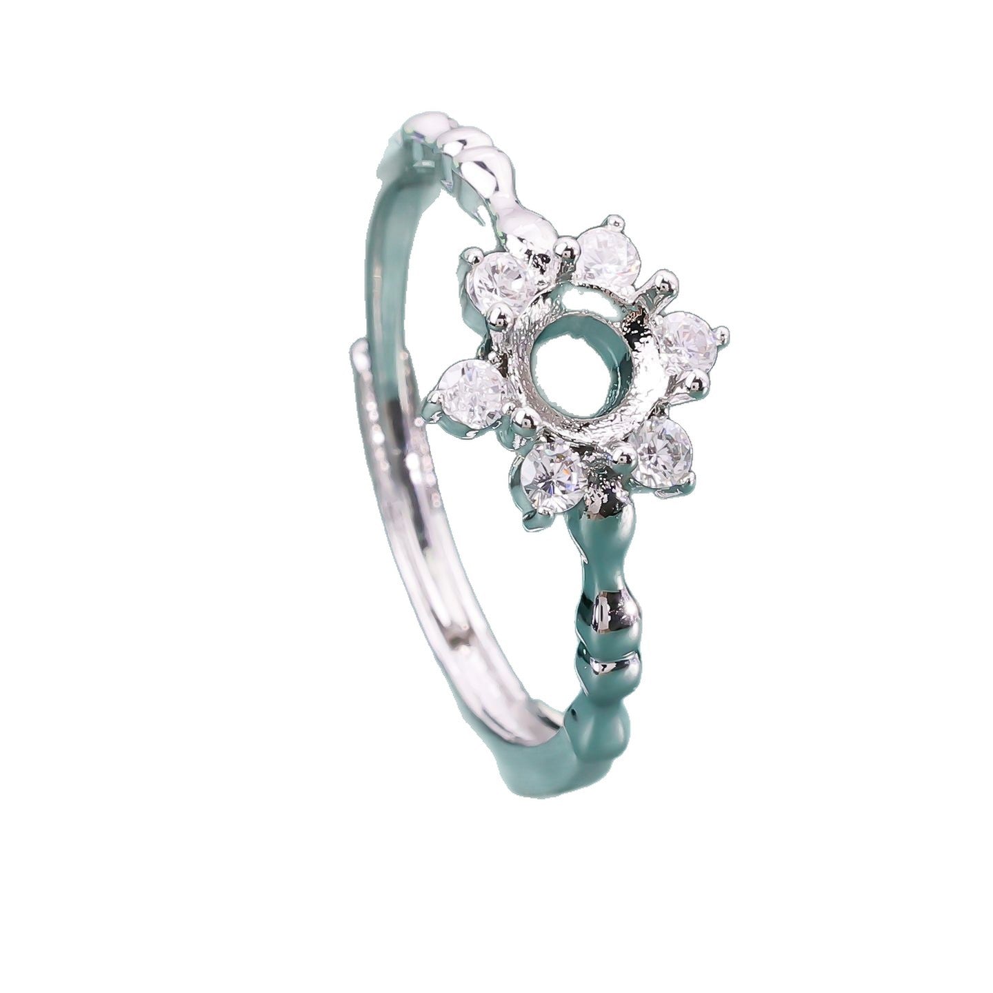 Inlaid Round Pointed Bottom Chinese Diamond Personality High Ring