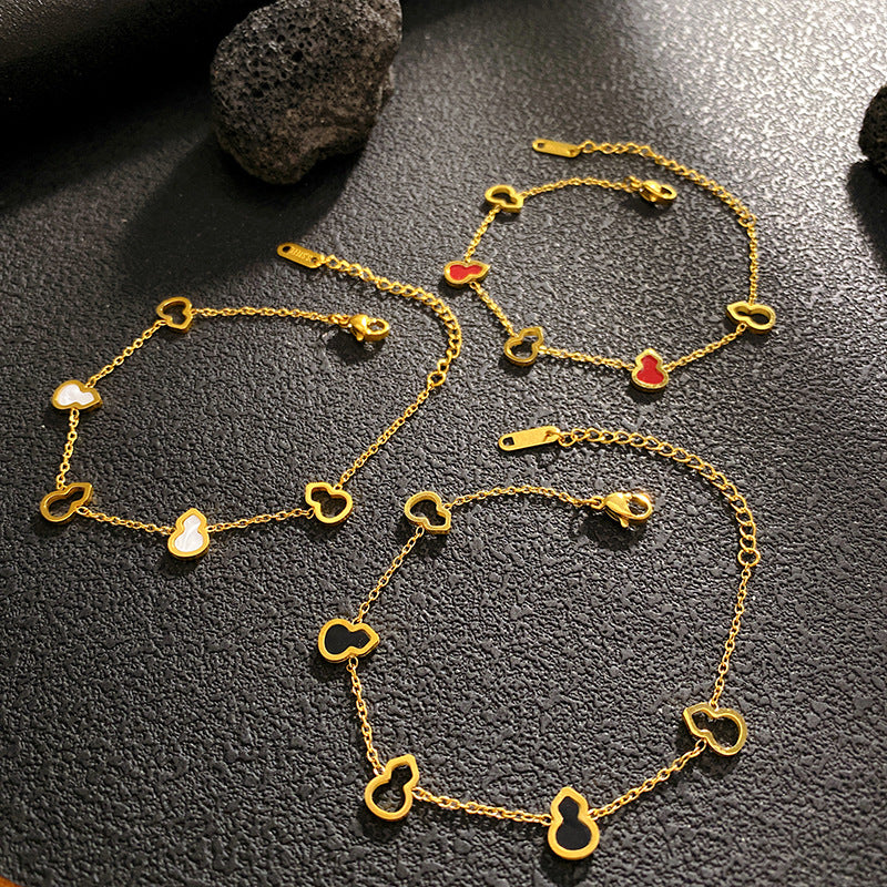 Three-color Hollow Gourd Female Fashion Titanium Steel Design Sense Simple Bracelet