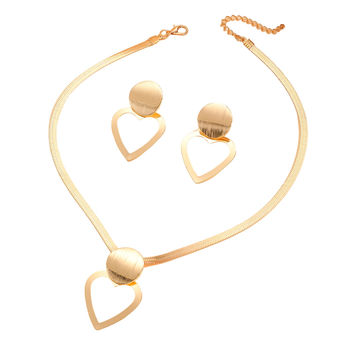 Women's Elegant Geometric Heart Ear French Retro Jewelry Set