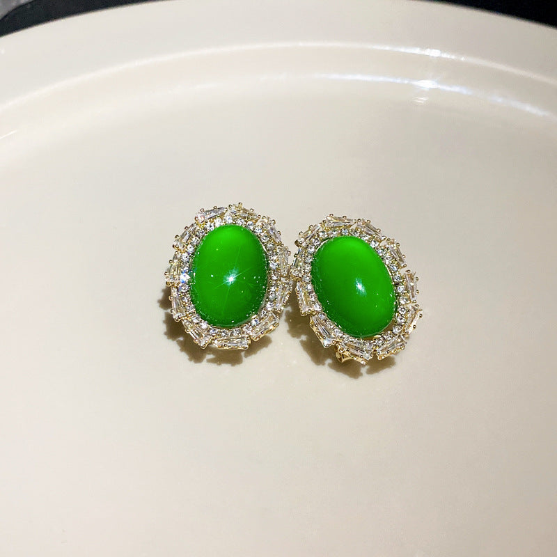 Sier Needle Zircon Geometric Flower Retro Exquisite Earrings