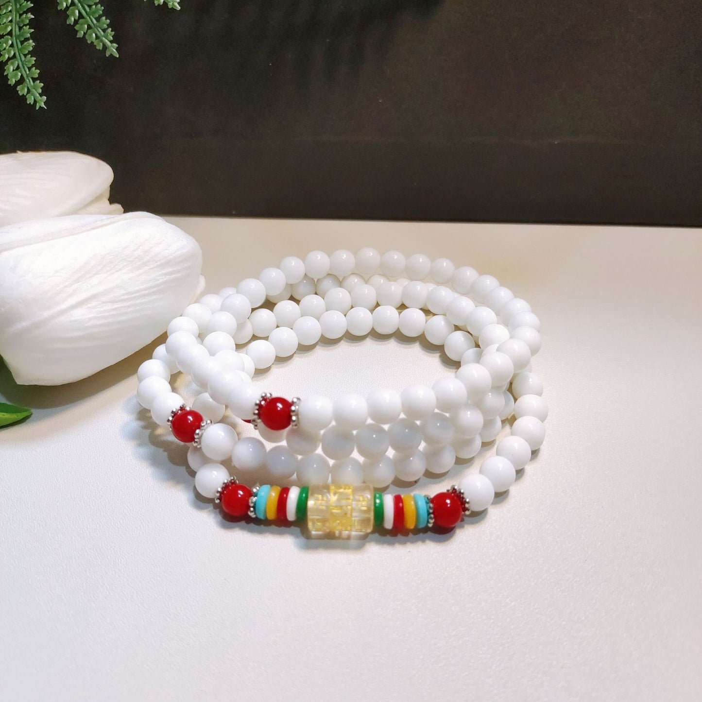 Women's & Men's Beads Four Circles Six Words Mantra Multi Gift Five Bracelet