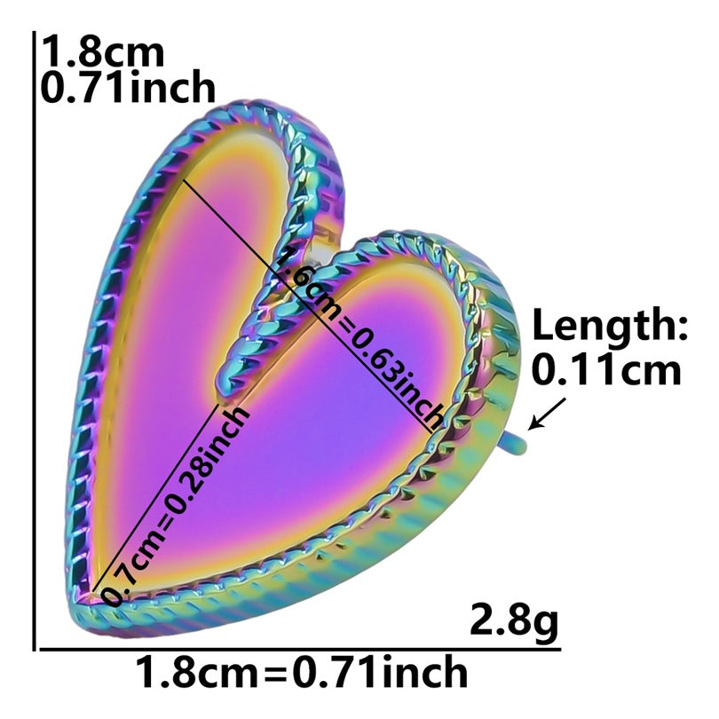 Stainless Steel Heart-shaped Base Support Titanium Piercing Stud Earrings