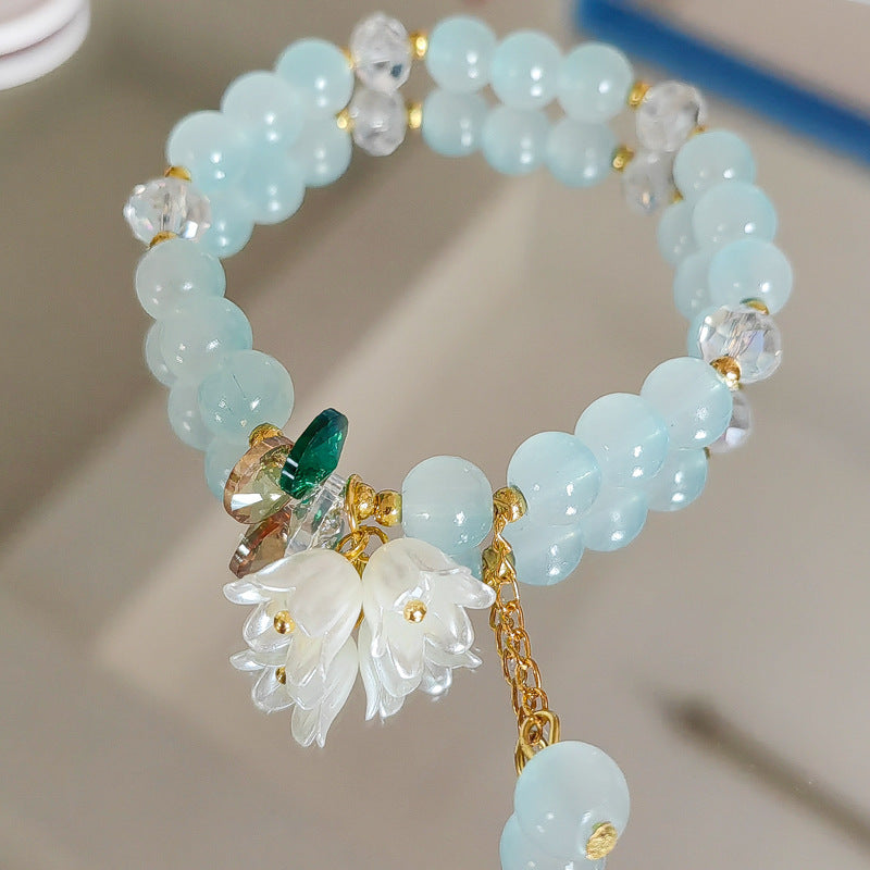 Two-color Lily Female Temperament Small Crystal Bracelet