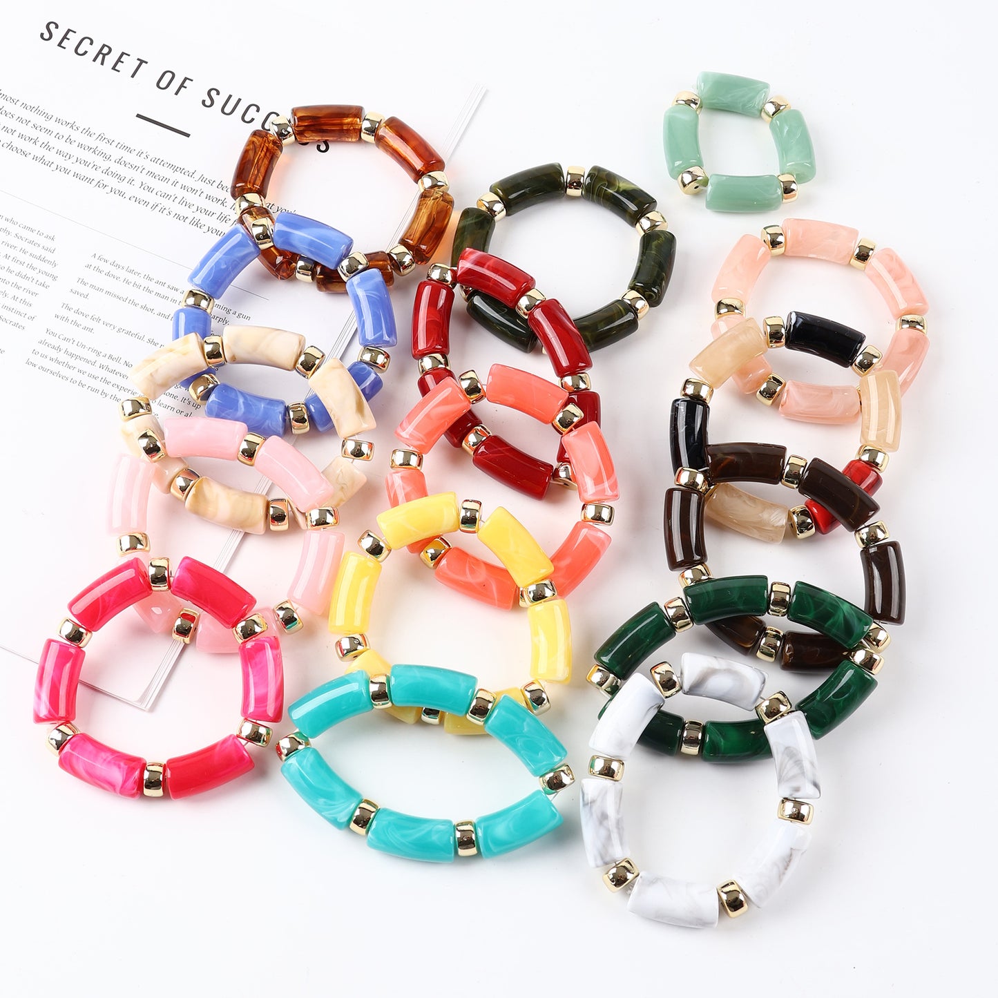 Acrylic Handmade Exaggerated Color Matching Design Bracelet