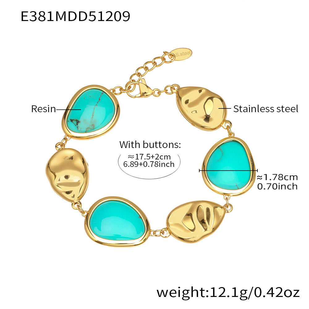 Stainless Steel Water Drop Resin Gold Plated Light Bracelets