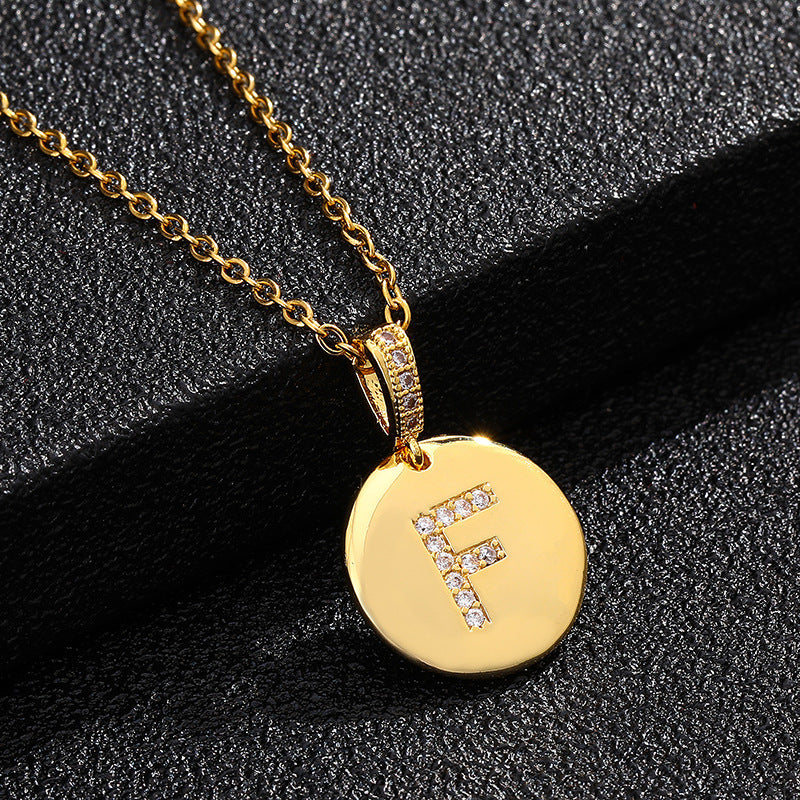 Women's Letter Fashionable English Copper Inlaid Zircon Small Necklaces