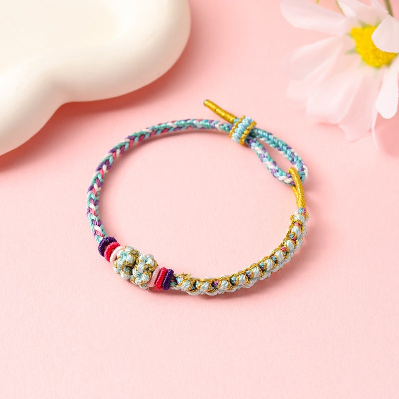 Children's Colorful Braided Rope Wrist String Safe Red Bracelet