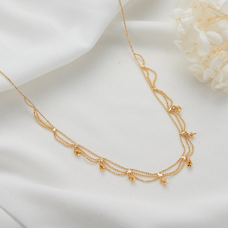 Women's Wave Chain Simple Stitching Personality Metal Zircon Inlaid Necklace