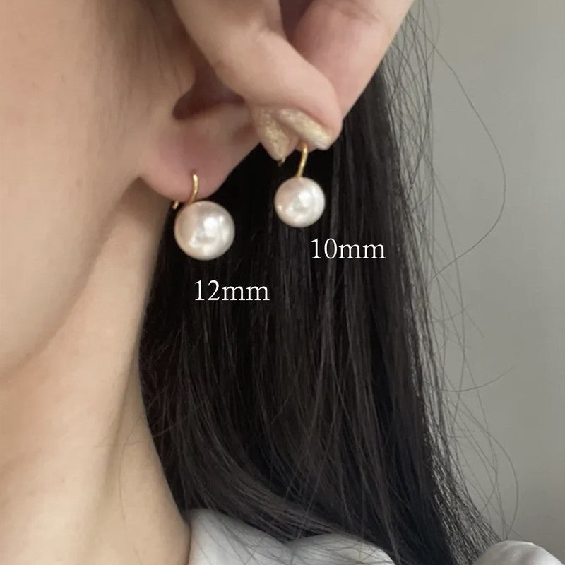 Women's Sterling Sier Pearl Classic Round White High-heeled Shoes French Ear Hook