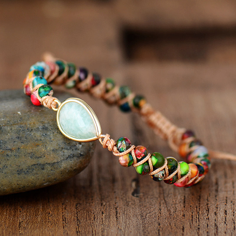 Drop-shaped Blue Gold Natural Stone Hand-woven Bracelets