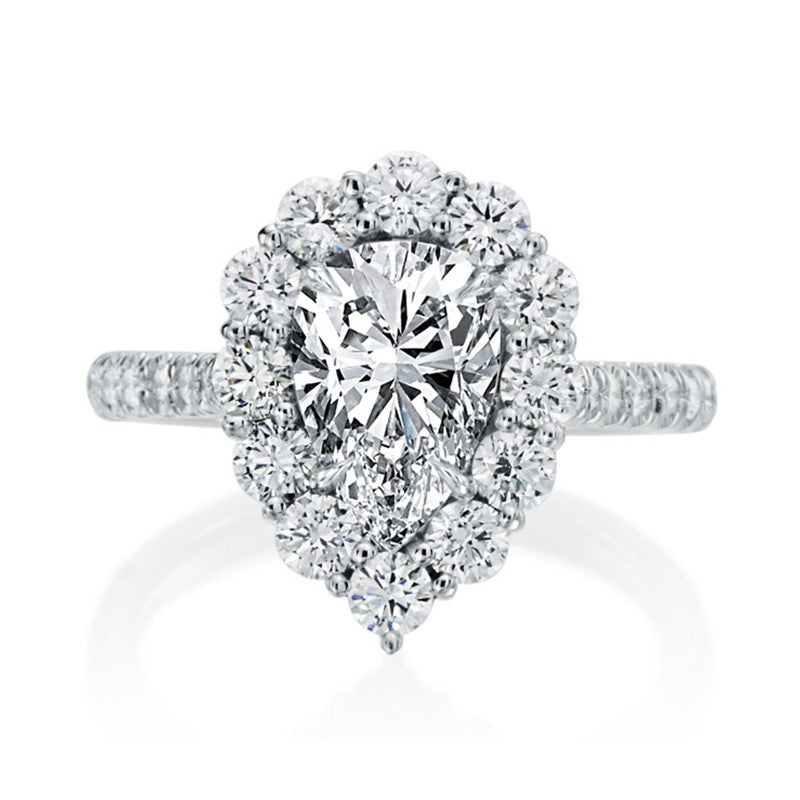 Shi Simple Water Drop Artificial Diamond Exquisite Pear-shaped Ring