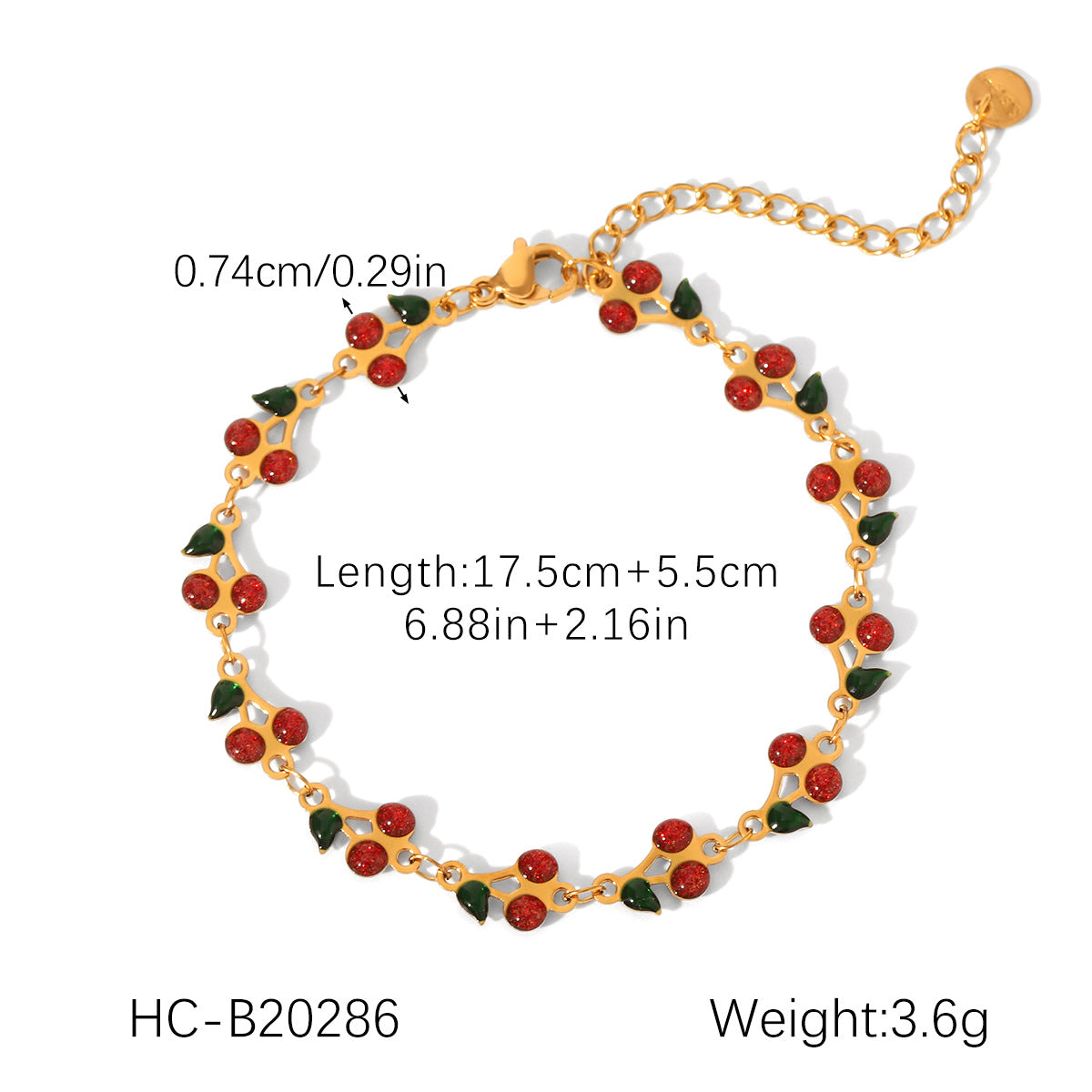 Stainless Steel Cherry Elastic Chain Light Bracelets