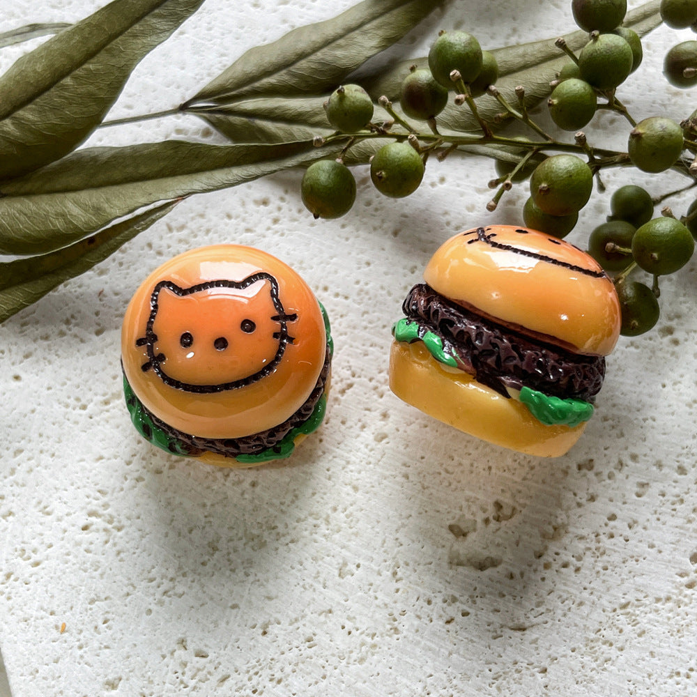 Toy Panda Hamburger Cat Head Pizza Resin Jewelry Accessories
