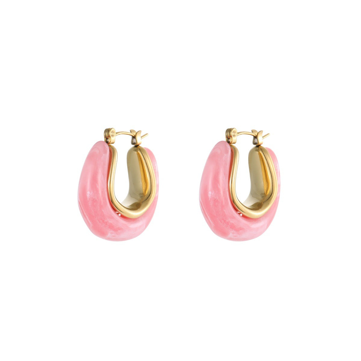 Stainless Steel Fresh Color Irregular Resin Female Niche Design Earrings