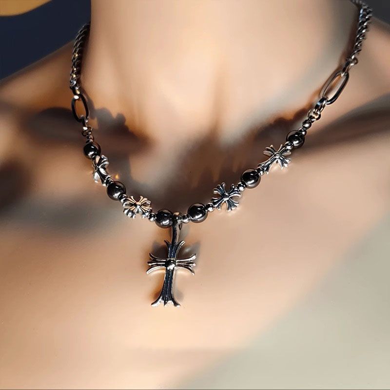 Men's Stitching Trendy Cold Unisex Style Hip Hop Design High-grade Clavicle Necklace