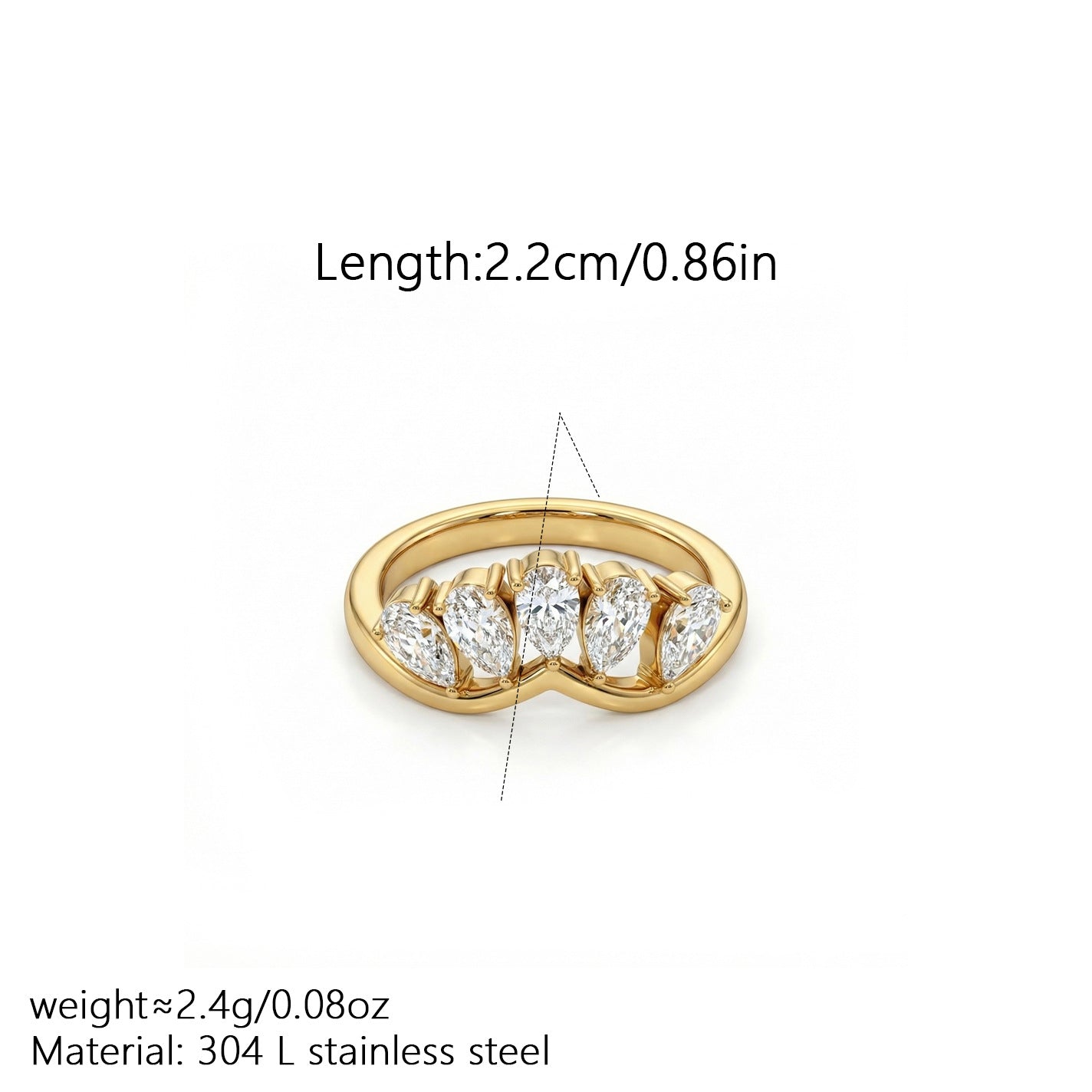 Inlaid Golden Asymmetric Colored Gems White Diamond Design Simple Ring