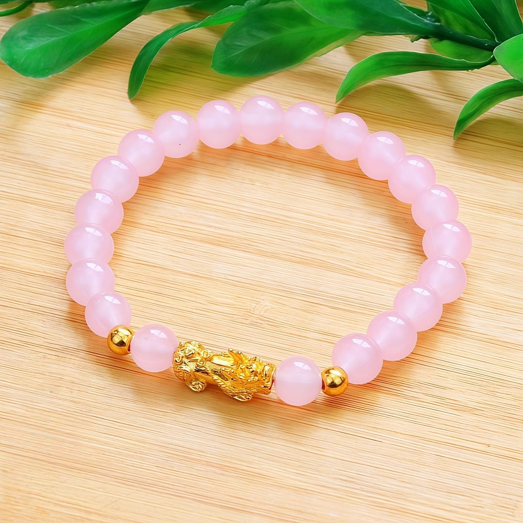 Jade Barrel Beads Gold Pi Longevity Bracelets