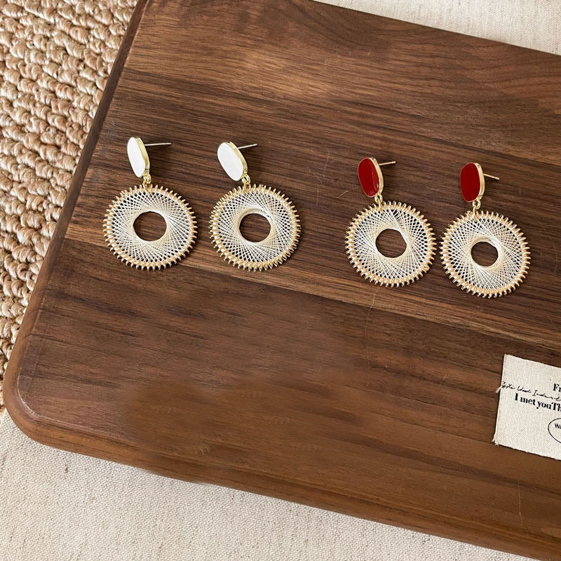 Vacation Style Woven Round Female Cold Wind Rings