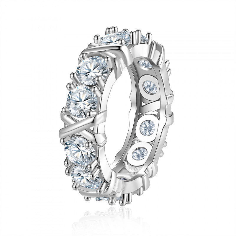 Gold-plated Cross Color Separation Inlaid Zircon Fashion Luxury Trendy Rings