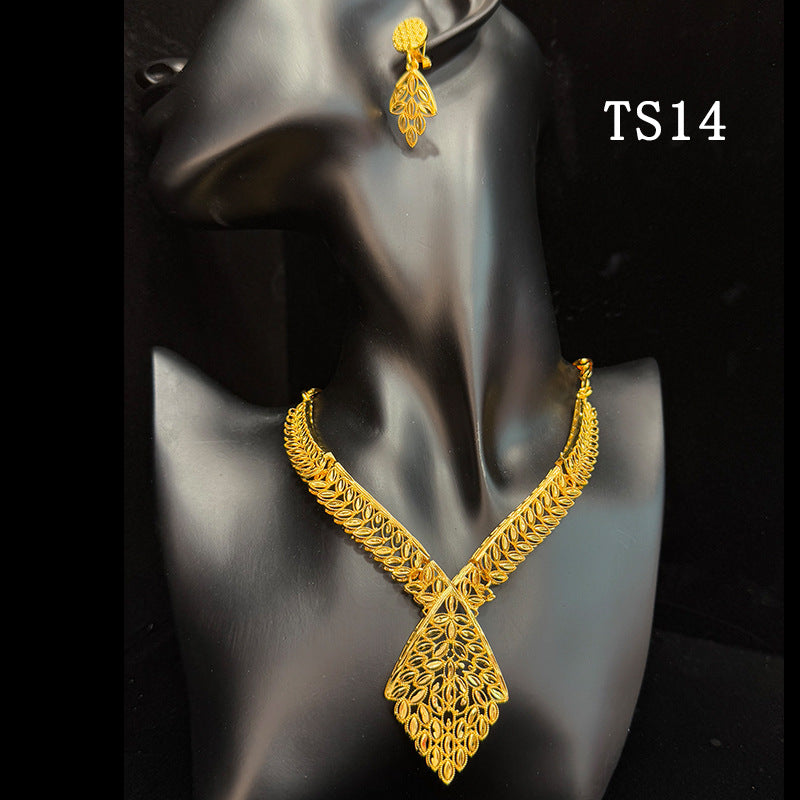 Gold Plated Female Bridal Wedding Imitation Jewelry Set