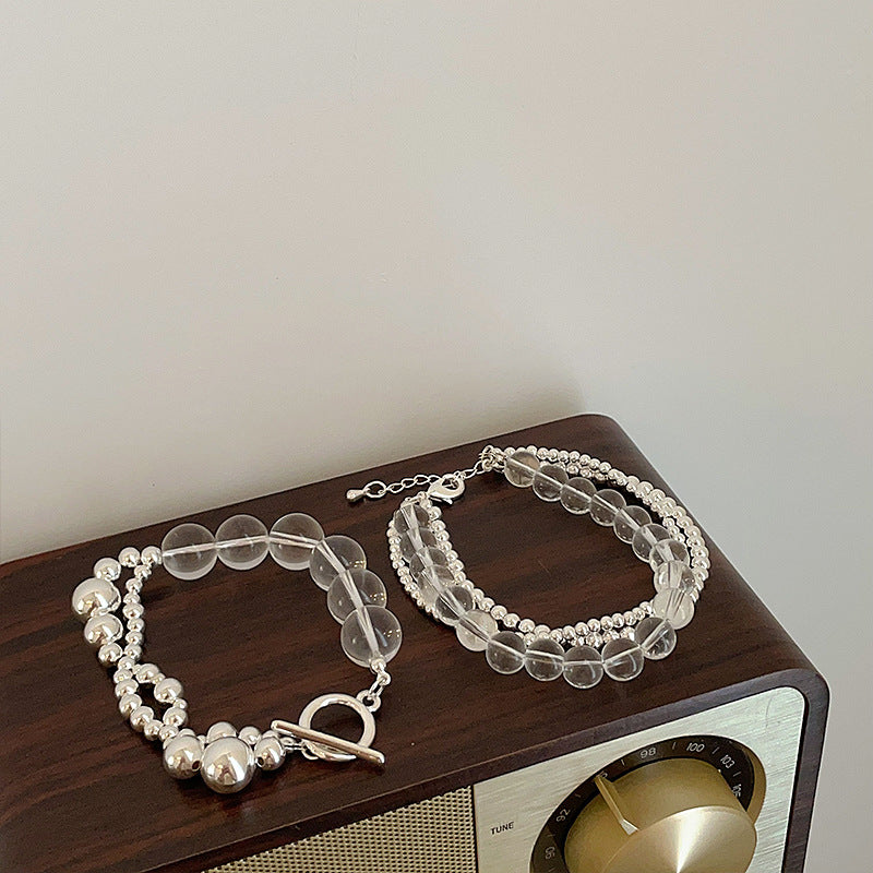 Women's Beaded Splicing Metal Ball Unique Design Sense Personalized Bracelets