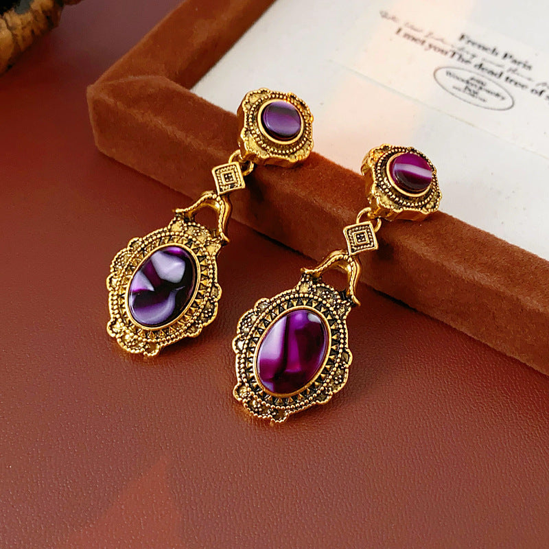 Women's Palace Style Sier Flower Light Luxury High-grade Design Sense Earrings