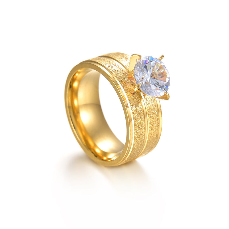 Women's Ornament Inlaid Zircon Plating Frosted Gold Rings
