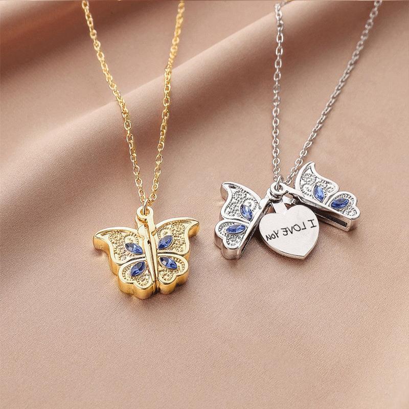 Women's Butterfly Heart Shape Album Box Necklace