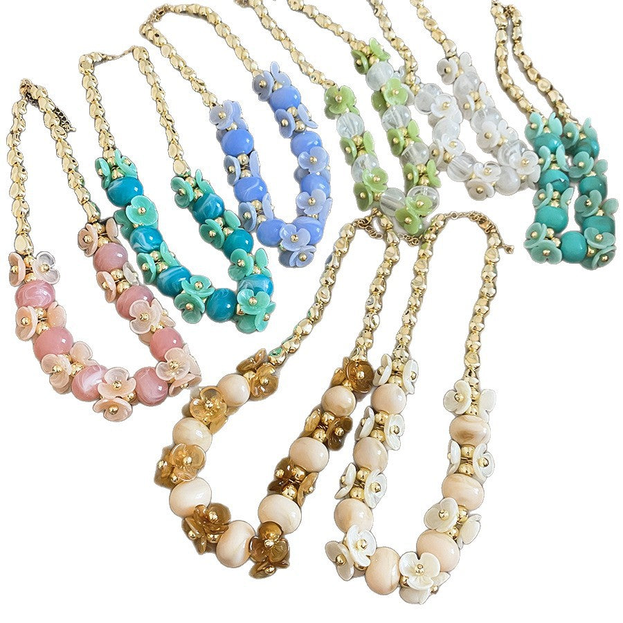 Shadow Flower Beaded Female Summer Dopamine Sweet Jewelry Set
