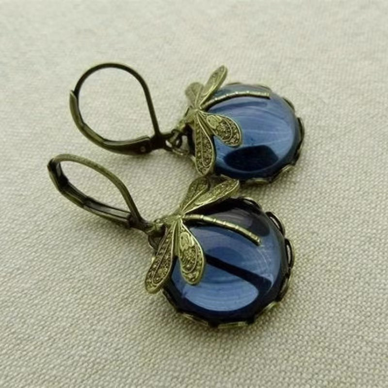 Women's Sea Rao Vintage Dragonfly Pattern Distressed Earrings