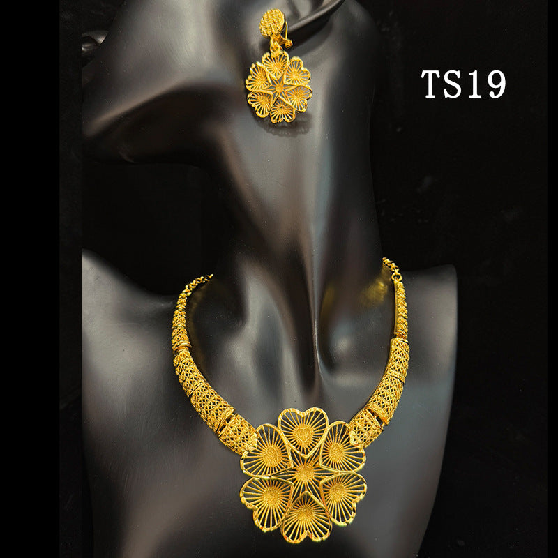 Gold Plated Female Bridal Wedding Imitation Jewelry Set