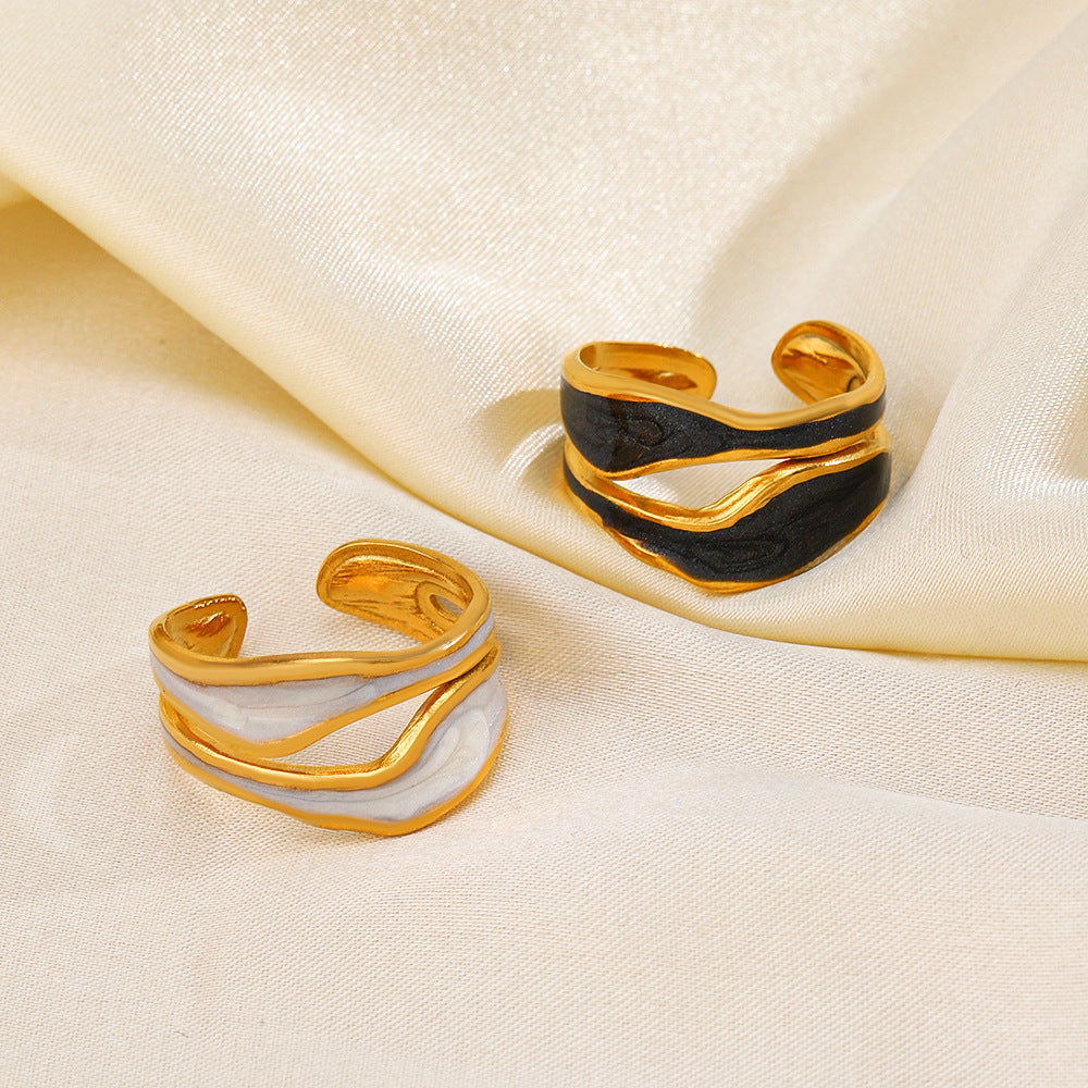 Irregular Dribble Sst French Retro Gold-plated Rings