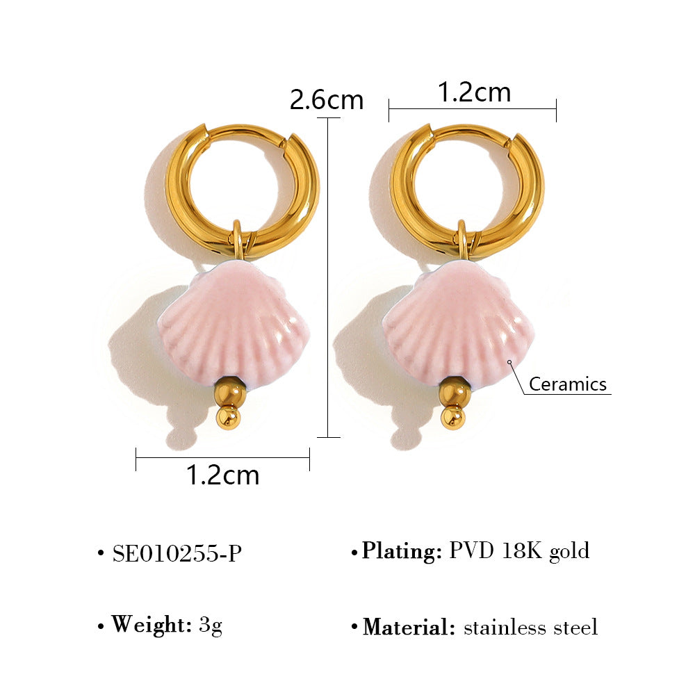 Marine Element Titanium Steel Female Gold Earrings