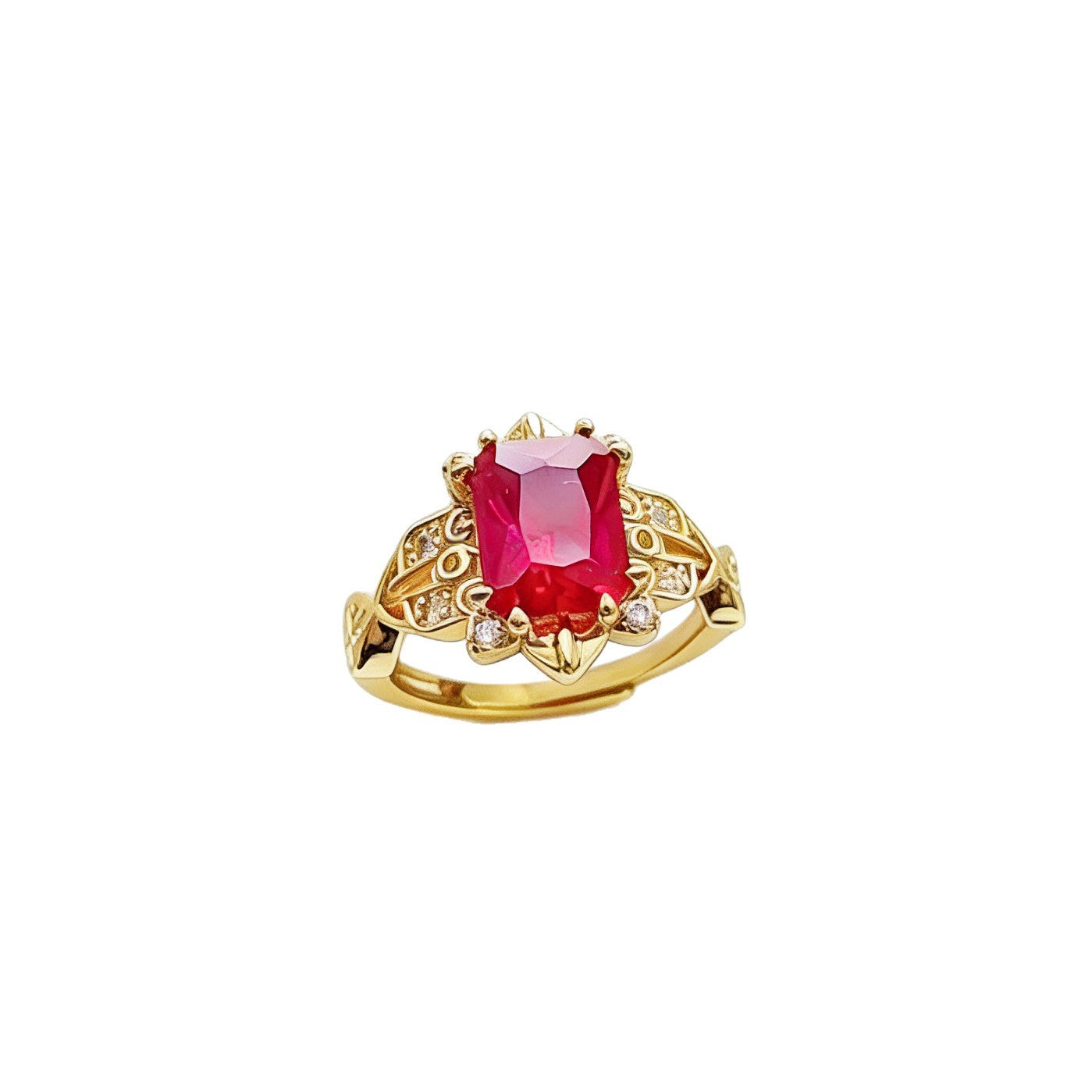 Simulation Rectangular Ruby Gold-plated Inlaid Red Corundum Bracelets