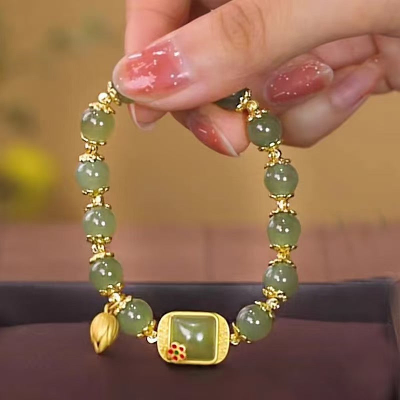 Chinese Style Square Sugar Lotus Beaded Female Exquisite Girlfriends Lucky Bracelet