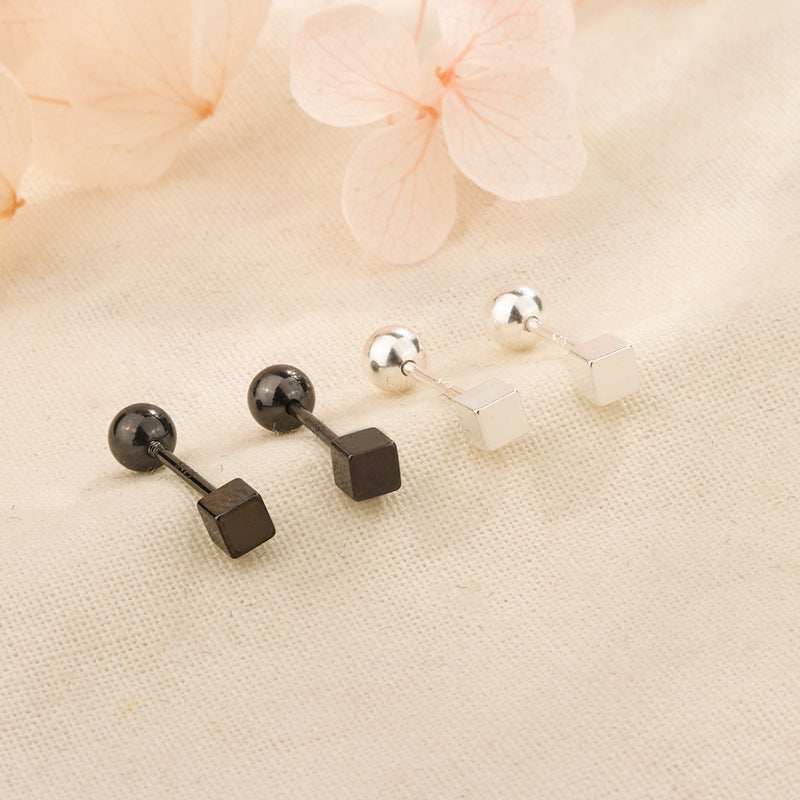 Women's Square Screw For Graceful Petite Geometric Sleeping No Need To Stud Earrings