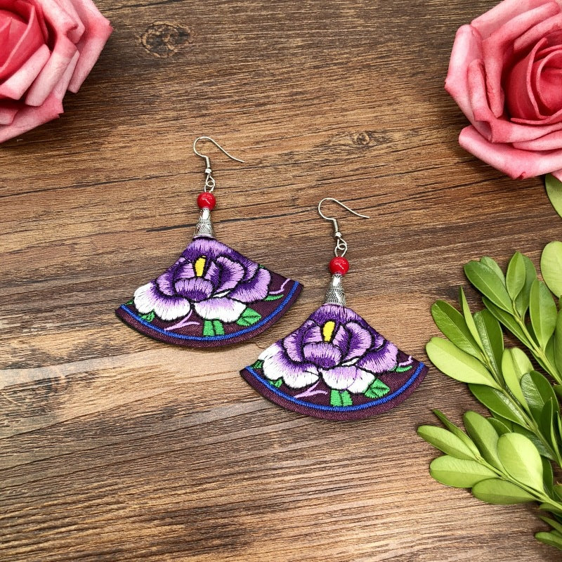 Fabric Yunnan Simple Flower Tassel Female Earrings