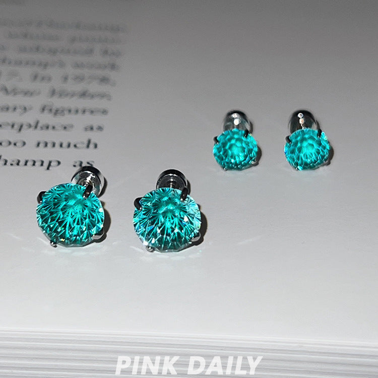 Women's Paraiba Green Fireworks Cut Beautiful Ear Bone Rings