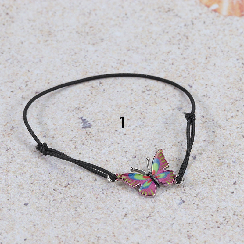 Colorful Butterfly Adjustable Filament Carrying Strap Bracelet