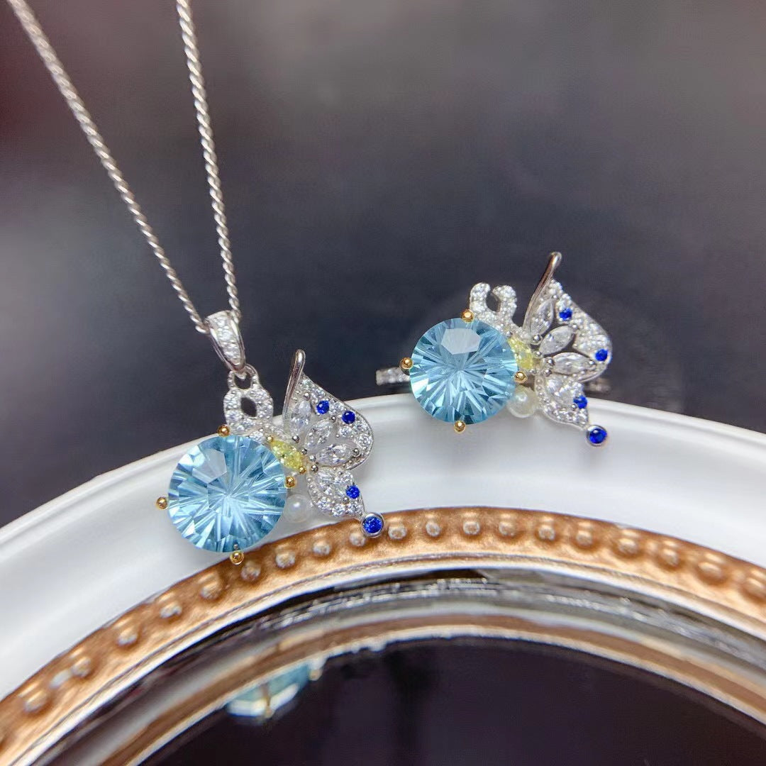 Fairy Design Butterfly Live Broadcast Sky Blue Jewelry Set