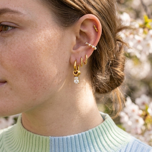 Ding Stainless Steel Zircon Light Luxury High Sense Ear Titanium Rings