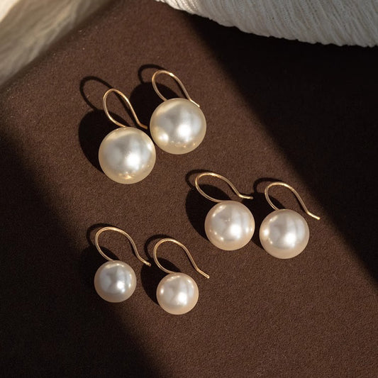 High Quality Pearl Perfect Circle Design Advanced Sense Simple Graceful Earrings
