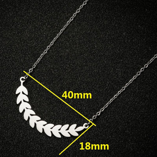 Women's Stainless Steel Wheat Light Luxury Leaf Clavicle Jewelry Accessories