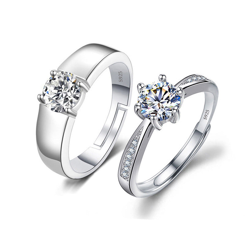 Women's Moissanite Opening Adjustable Man's Proposal Wedding Rings