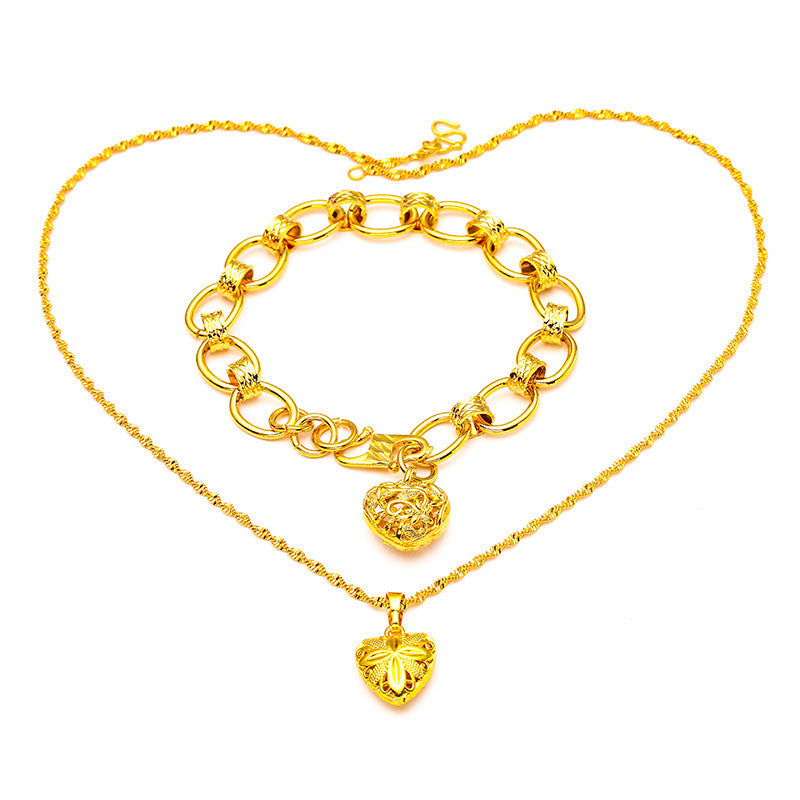 Women's Vietnam Placer Gold Heart Fashion Accessories Necklaces