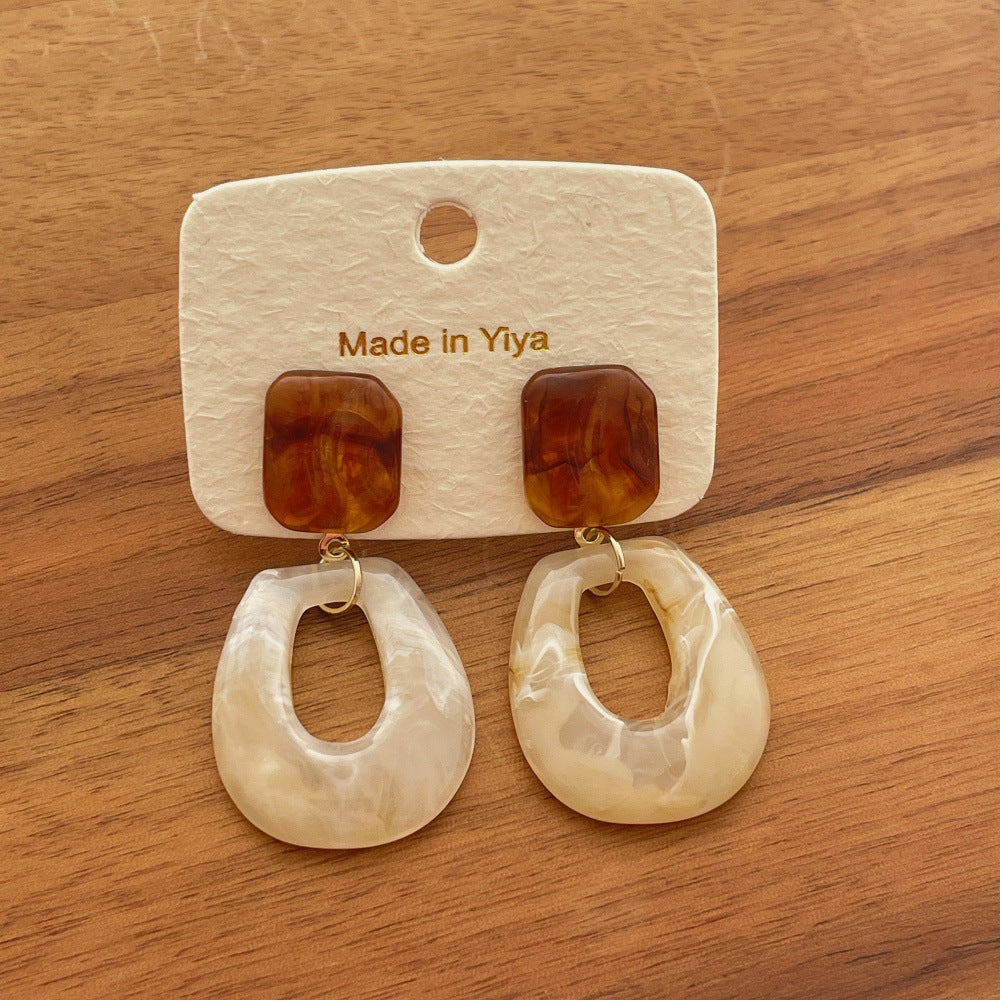 Geometric Simple Temperamental Square Contrast Color Earrings