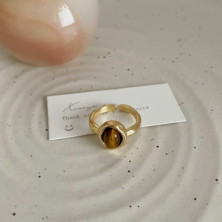 Women's Irregular Metal Tigereye Open For Niche Design Rings