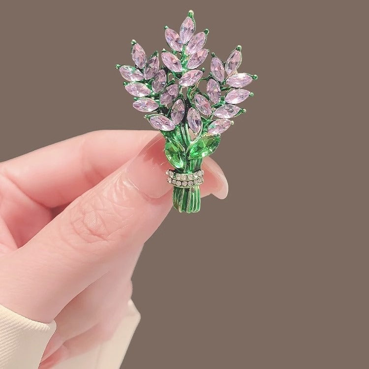 Women's Micro Zircon Brooch Exquisite Plant Pin Brooches