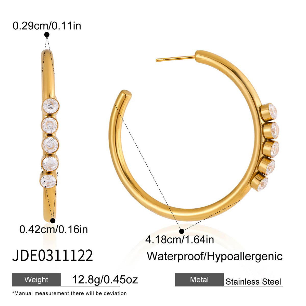 Stainless Steel Zircon Type Ear Light Earrings